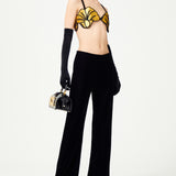 Flared Black Silk Velvet Pants