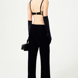 Flared Black Silk Velvet Pants