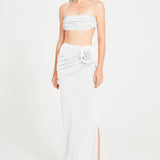 White Bustier Top With Drape Details