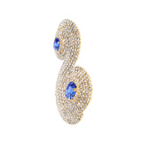 Gold Metal Snake Earrings With Crystals And Sapphire Stones