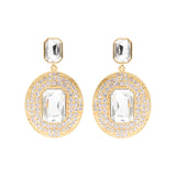 Gold Metal Earrings With Crystals And Silver Stones