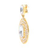 Gold Metal Earrings With Crystals And Silver Stones