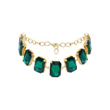 Gold Metal Choker With Emerald Stones