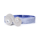 Indigo Velvet Belt With Silver Crystal Snake Accessory