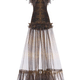 Leopard Print Organza Maxi Dress With Bow Detail