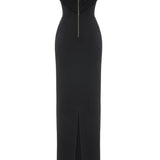 Black Stretchy Jersey Cowl Neckline Corseted Sculptural Dress