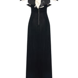 Black Satin Dress With Bow Detail