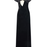 Black Satin Dress With Bow Detail