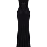 Black Jersey Dress With Cutout Detail With Crystal Borders