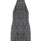 Silver Sequined Black Halter Neck Mini Dress With Crystal Rope Neckline