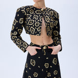 Denim Skirt With Gold Leopard Sequin