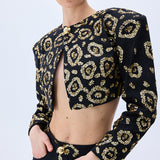 Denim Skirt With Gold Leopard Sequin