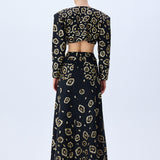 Denim Skirt With Gold Leopard Sequin