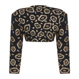 Denim Jacket With Gold Leopard Sequin