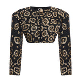 Denim Jacket With Gold Leopard Sequin
