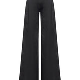 Pleated Black Satin Pants