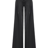 Pleated Black Satin Pants