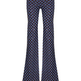 Brown Sequined Net Flare Denim Pants