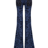 Leopard Velvet Printed Denim Flare Pants