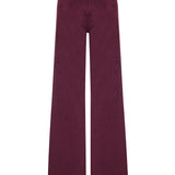Burgundy Suede Wide Leg Pants With RV Stamped Button Detailed Belt