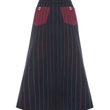 Navy Burgundy Knitted Stretchy Skirt