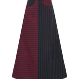 Navy Burgundy Knitted Stretchy Skirt