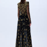 Wide Leg Tulle Pants With Leopard Sequin