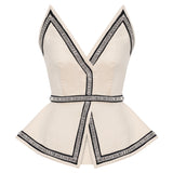 Cream Shantung Corset With Crystal Border