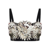 Black Tulle Top With Patent Flower Detail