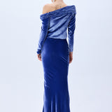 Indigo Velvet One Shouldered Structural Top