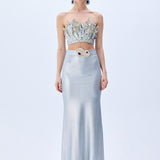 Metallic Knitted Maxi Skirt