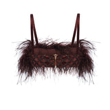 Brown Feather Crop Top