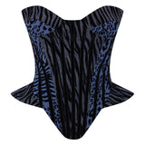 Leopard Velvet Printed Denim Corset