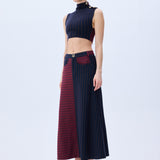 Navy Burgundy Knitted Stretchy Skirt