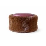 Burgundy Leather Top Brown Faux Fur Hat