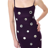 Plum Jersey Dress With Mirror Embellishment