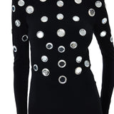Black Jersey Dress With Mirror Embellishment