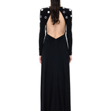 Black Jersey Dress With Mirror Embellishment