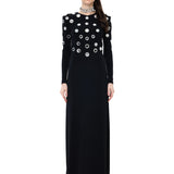 Black Jersey Dress With Mirror Embellishment