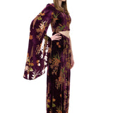 One-Shouldered Velvet Dress With Cut-Outs And Chiffon Print