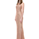 Salmon Crystal Mesh Dress Without Diamond Necklace Detail