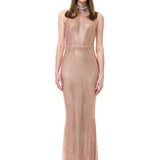 Salmon Crystal Mesh Dress Without Diamond Necklace Detail