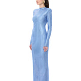 Blue Crystal-Embellished Mesh Dress