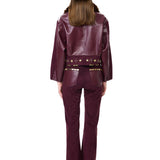 Suede And Leather Jacket With Fur Collar And Gold Accessories