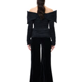Black Velvet Flared Pants