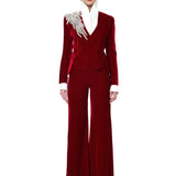 Red Velvet Jacket With Crystal Accessory Detail