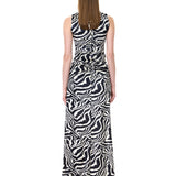 Zebra Knitted Halter Top With Gold Metallic Button