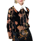Black Velvet Mini Skirt With Chiffon Print