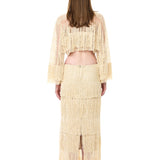 Pearl Embroidered Fringe Detailed Top