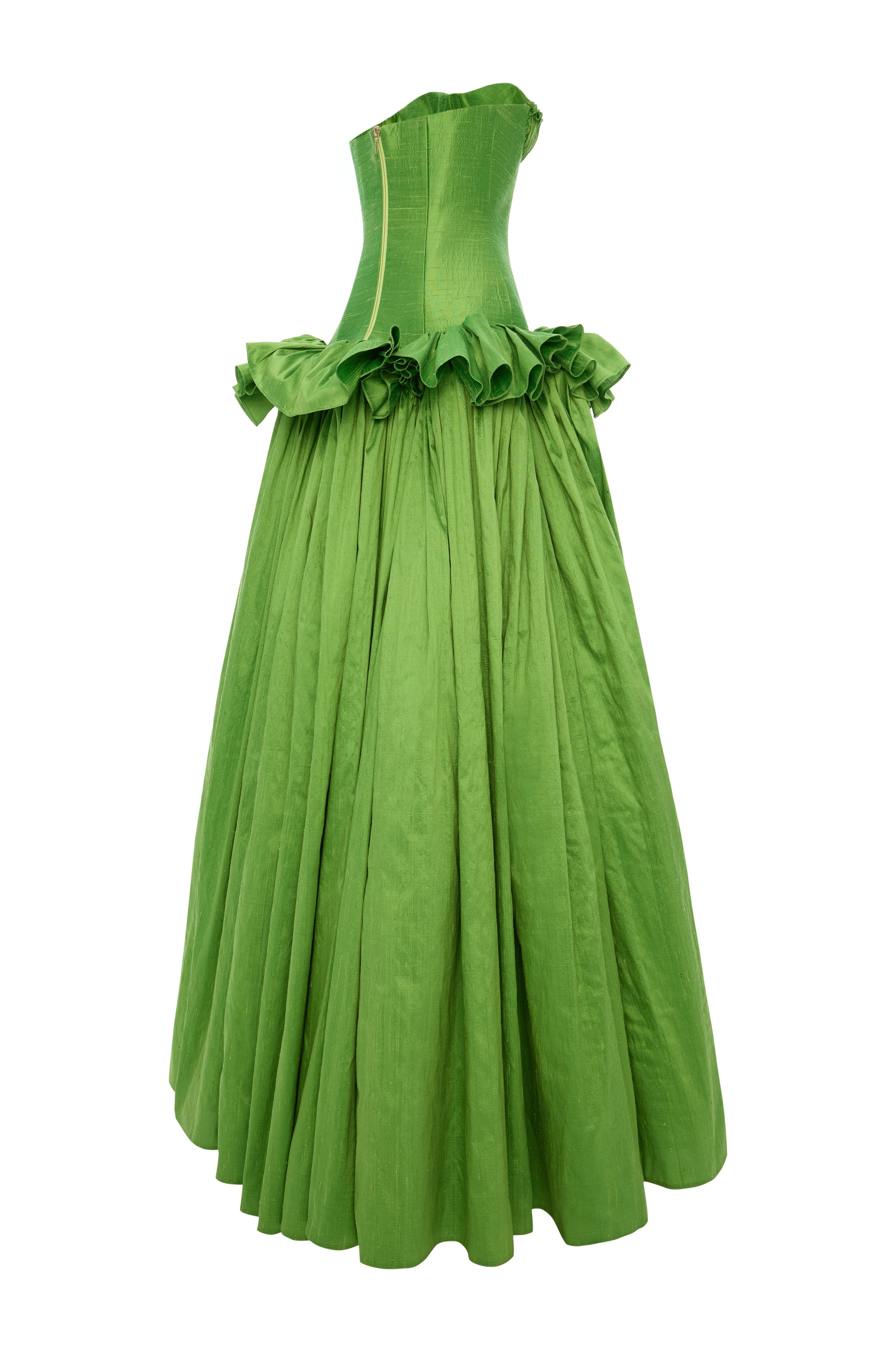 Pistachio Green Silk Shantung Corseted Ball Gown RAISA VANESSA INT Pistachio Green Silk Shantung Corseted Ball Gown RAISA VANESSA INT